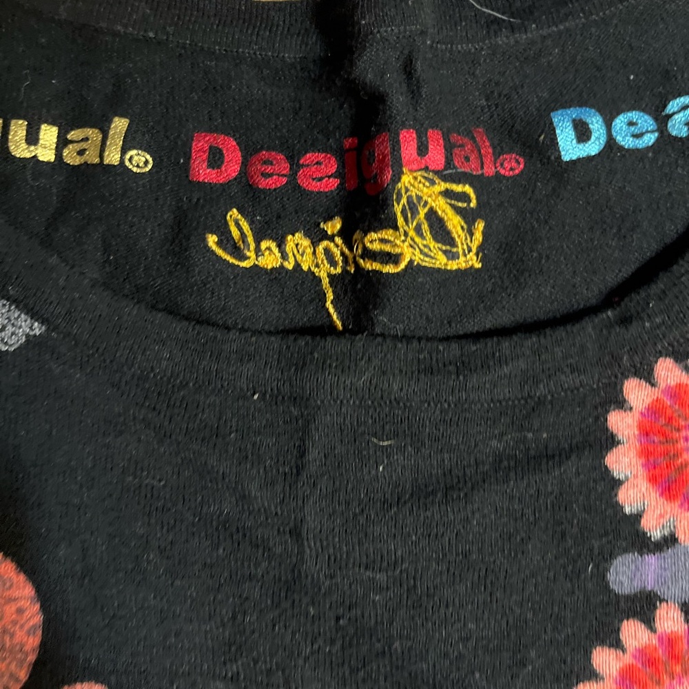 Desigual Black Top with Red and Purple Accents - Picture 3 of 8